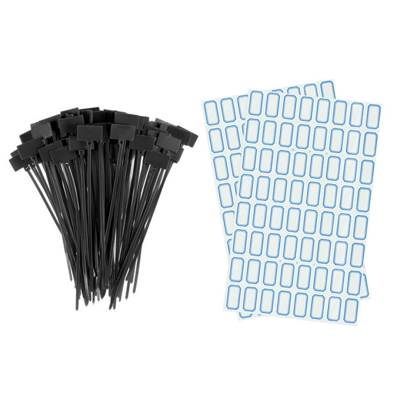 Uxcell Black Nylon Cable Ties Tags Label Marker Self-Locking for Marking Organizing 100 Pack