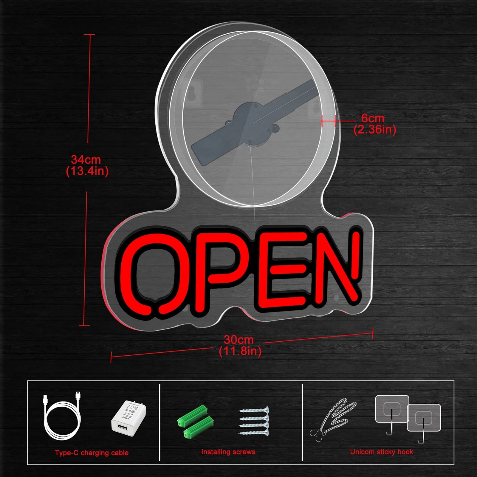 3D Holographic Fan LED OPEN Neon Sign with USB Interface Enhance Store Visibility Brightness Feature