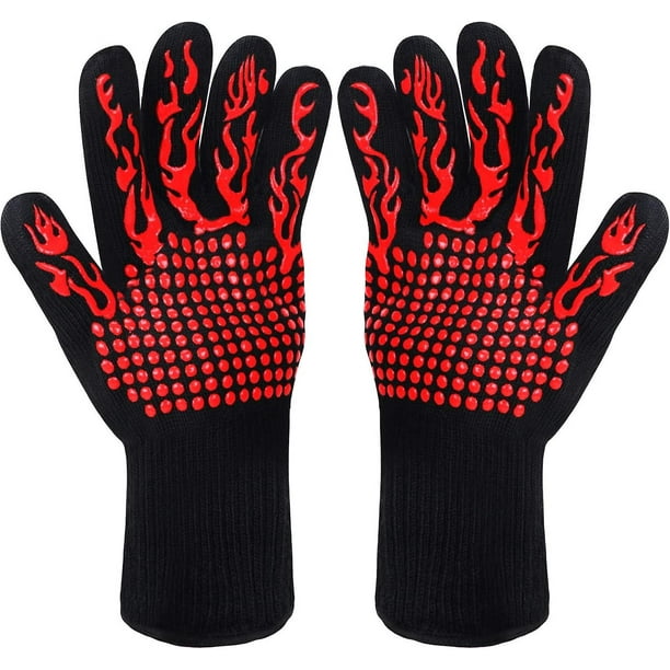 Guantes para barbacoa, guantes para asar resistentes al calor, guantes antideslizantes de silicona para horno, guantes largos de cocina para barbacoa, cocinar, hornear, cortar