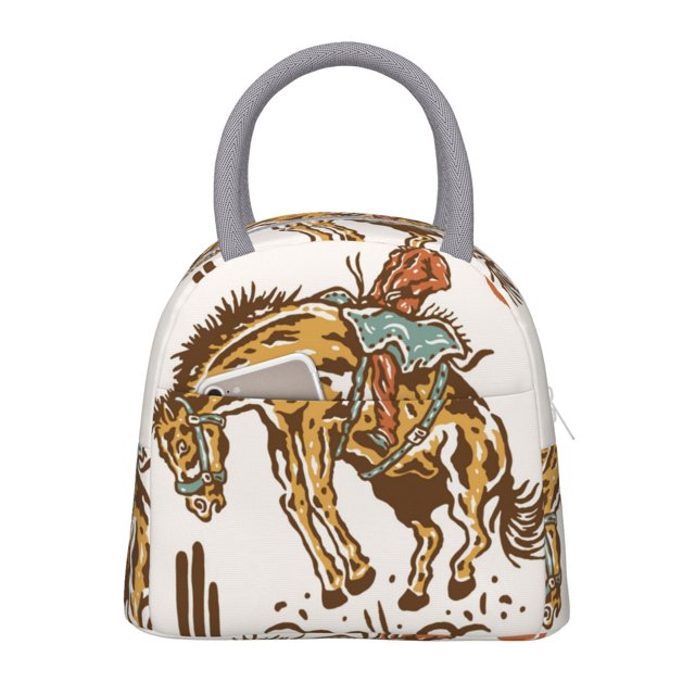 Balery Cowboy Up Vintage Wild West Bolsa de Almuerzo para Mujeres, Caja de Almuerzo, Bolsa de Almuerzo Pequeña Impermeable, Tote de Almuerzo Reutilizable con Gran Capacidad