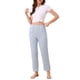 thumbnail image 2 of Pantalones de pijama para mujer INSPIRE CHIC de algodón de punto acanalado con cintura elástica, pierna recta y bolsillos, ropa de casa casual, M azul, 2 of 6