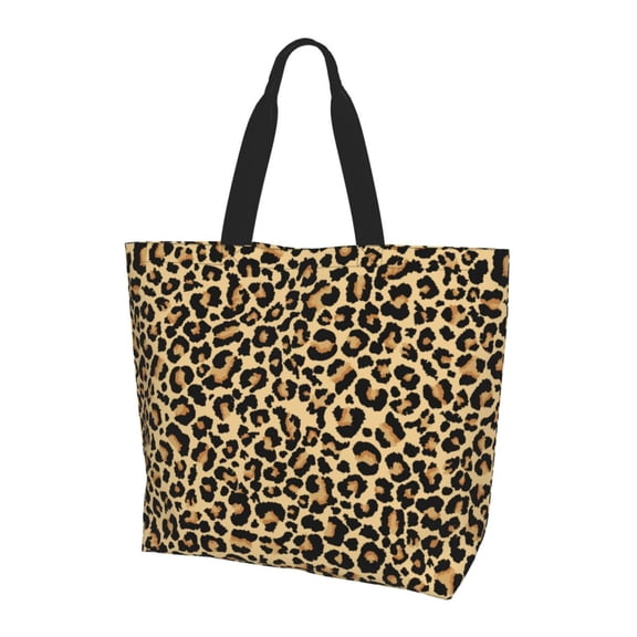 Kuqiui Leopard Print Print Tote Bag,Zipper Tote Bag for Women,Tote Bag Inner Pocket Pattern Lightweight Daily Bag Book Bag