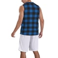 thumbnail image 2 of Sikiie Blue Black Plaid Basketball Jersey Reversible Men's Mesh Athletic Sports Shirts Training Practice S-4XL4X-Large, 2 of 6