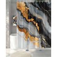thumbnail image 3 of Split Shower Curtain for Transfer Bench, Black Golden Fabric Shower Curtains for Bathroom, Marble Aesthetics Modern Ink Painted Tub Sliding Transfer Bench Waterproof Bath Curtains 72"x78", 3 of 9