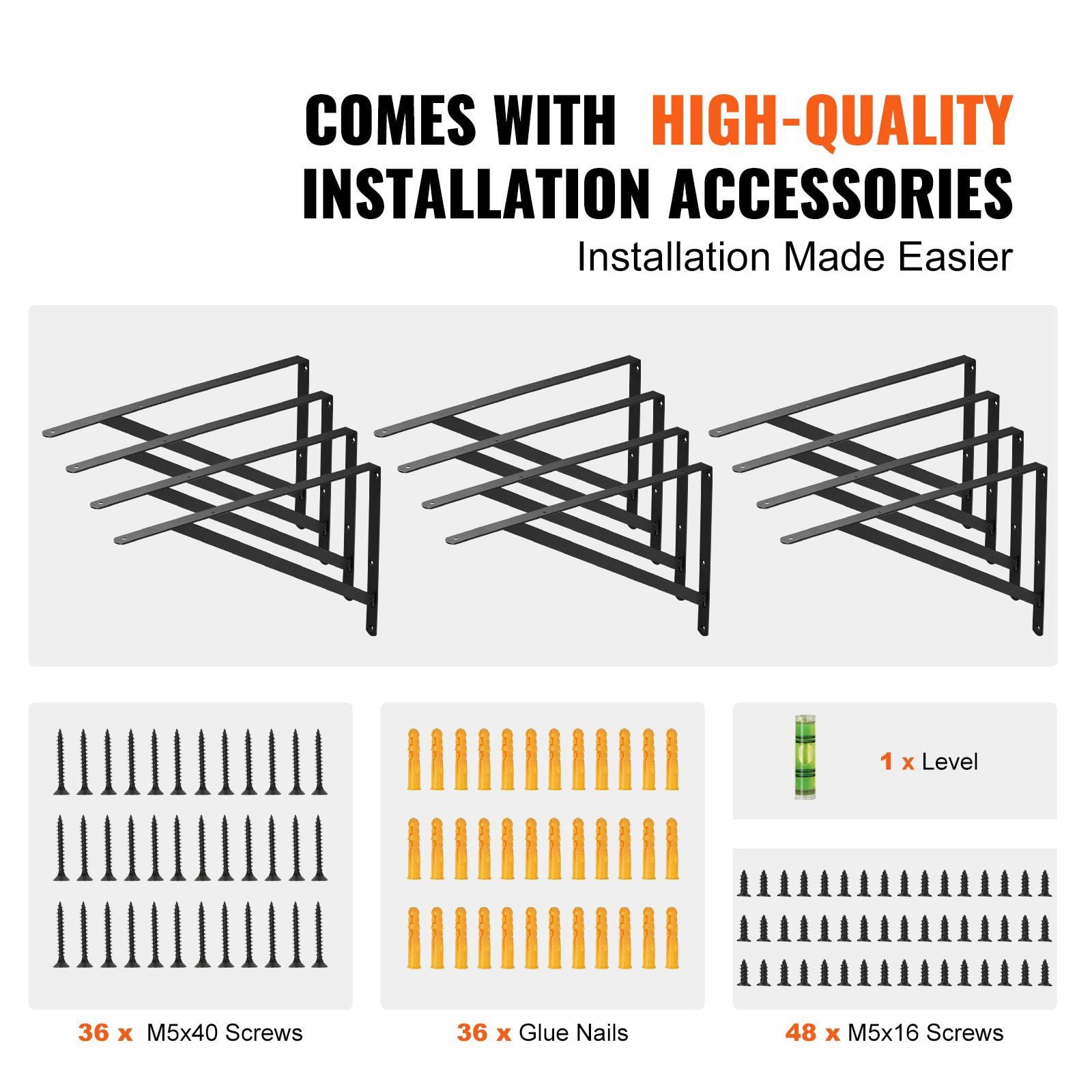 Heavy Duty 18x12 Inch Floating Shelf Brackets 12 Pcs Matte Black Steel 3mm Thick 160 lbs Load Capacity