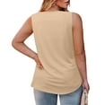 thumbnail image 4 of Karight Women Plus Size Tank Tops Casual Sleeveless Crew Neck Pleated Front Flowy Loose Camisoles Cami Shirts Blouses, 4 of 7