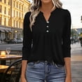 thumbnail image 6 of ClodeEU Womens 3/4 Length Sleeve Tops, V Neck Dressy Casual T Shirts ,Pleated Business Work Blouses Basic Tees Black,Womens Plus M, 6 of 7