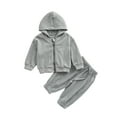 thumbnail image 2 of KYAIGUO Baby Infant Boys Girls Hooded Sweatshirt Tracksuit Set Newborn Full Zipper Sweatsuit Jogging Pants Set 2 Pieces Casual Sweatshirt Sweatpant for Spring Fall, 2 of 11