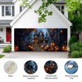 thumbnail image 2 of Halloween Garage Door Cover Banner 6 x 13 FT, Forest Ghost Pumpkin Castle Vintage Cottage Garage Door Curtains Backdrop with Grommets for Indoor Outdoor Wall Party Porch Yard Decorations Background, 2 of 9