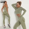 thumbnail image 2 of Conjuntos de mujer, chándal ajustado, sujetador transpirable, Top de manga larga, trajes sin costuras, Leggings Push Up de cintura alta, ropa de gimnasio, traje deportivo Deng Xun unisex, 2 of 2