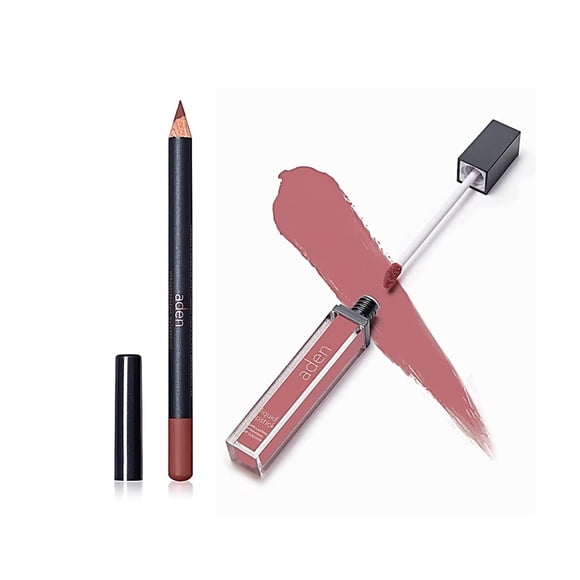 aden - 2 en 1 - Set de lápiz labial líquido mate y delineador de labios - 7ML - No se mancha y de secado rápido - Altamente pigmentado - Larga duración con hidratación - Hecho en Italia (06 Force)
