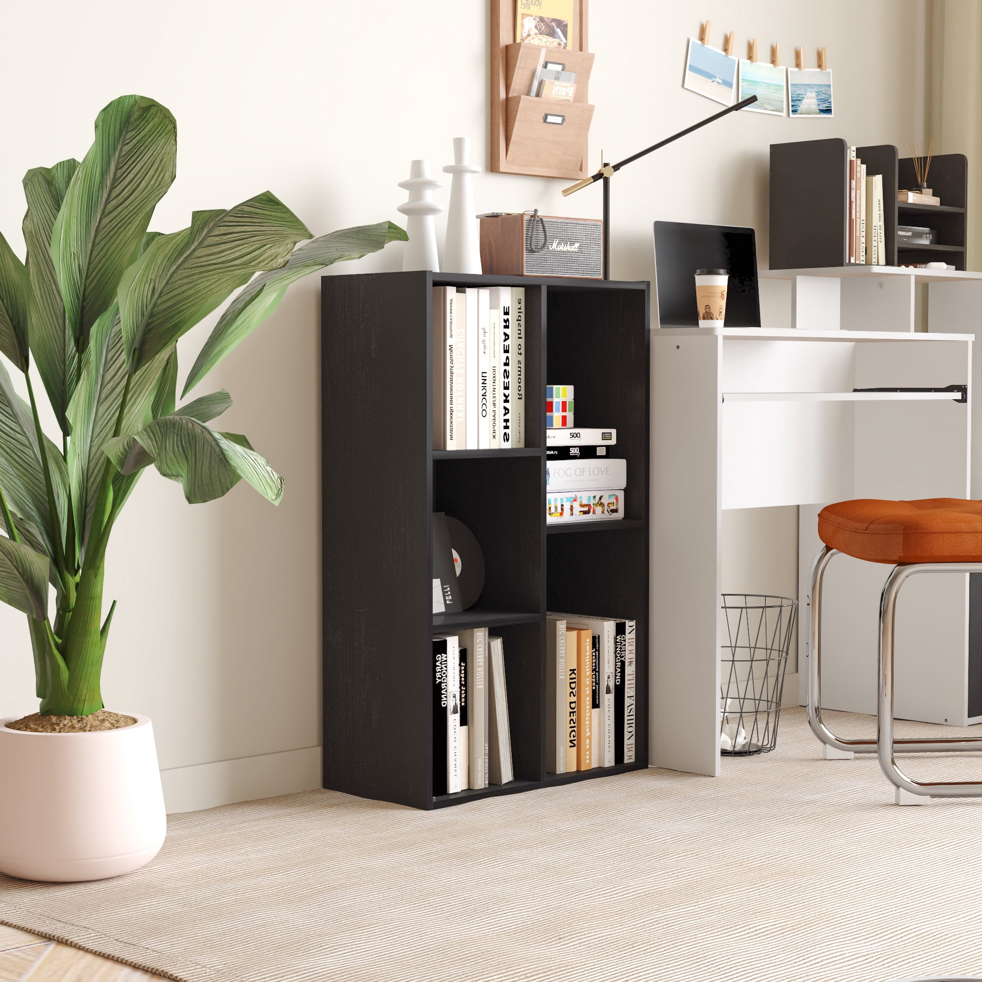 HOMLUX 5-Cube 31.5" Wooden Reversible Open Bookcase for Office, Living Room, Black