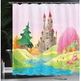 thumbnail image 3 of Ambesonne Cartoon Shower Curtain, Castle Woodland, 69"Wx75"L, Pink Green, 3 of 4