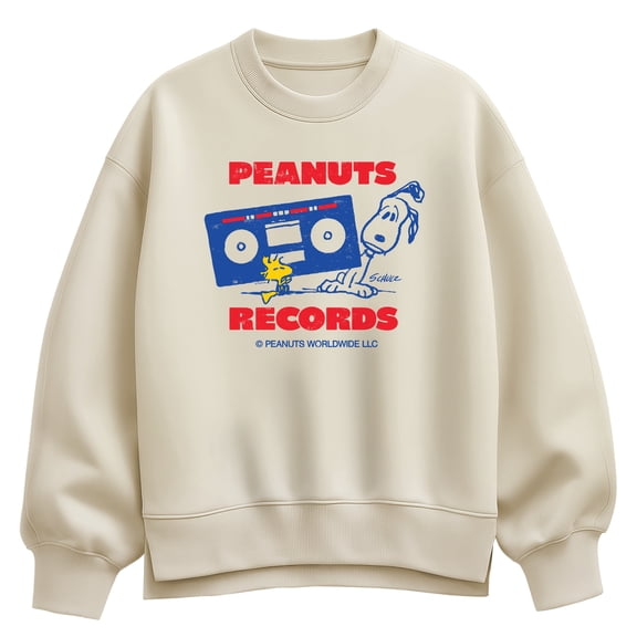 Peanuts - Woodstock Boombox - Women's Oversized Fleece Crew Sweatshirt