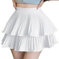 thumbnail image 2 of Byworldtasic Womens Solid Color Skirts Women's Mini Skirt Flowy High Waisted Ruffle Hem Short Skirts Cute Boho A-Line Layered Skater Skirt, 2 of 5