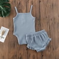 thumbnail image 7 of Qiylii 2 Pcs Baby Girl Knitted Outfit Set, Sleeveless Suspenders Jumpsuit+Shorts, 7 of 7