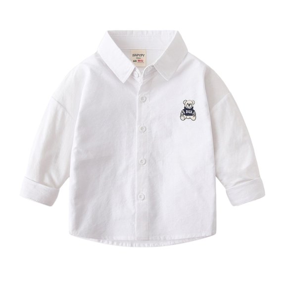 Qudderr Kids Toddler Denim Shirt for Boys 2-8 Years Spring Fall Button Jeans Shirts Baby Long Sleeve Blouse Tops Cotton Dress Shirt