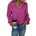 thumbnail image 3 of SLADYGLO Women Floral Print V Neck Ruffle Long Sleeve Blouse, 3 of 7