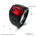thumbnail image 3 of QQTDFG Stainless Steel Black Gun Ring Mens Red Black Stone B550-9, 3 of 7