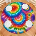 thumbnail image 2 of Colorful Rainbow Tie Dye Spiral Pattern Round Fitted Tablecloth with Elastic Edge,Dining Table Cover Waterproof,Outdoor Round Tablecloth for Camping,Dining,Indoor and Outdoor, 2 of 7