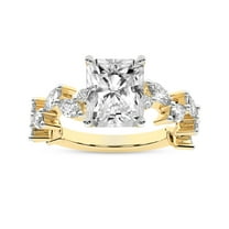 IGI Certified 4 Carat Radiant Shape Lab Grown Diamond Engagement Ring | 14K Yellow Gold | Hester Petite Side Stone Diamond Ring | FG-VS1-VS2 Quality Friendly Diamonds