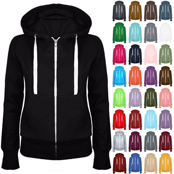 Otntypg Lightweight Full Zip up Hoodies for Women Trendy Fall Drawstring Long Sleeve Pullover Sweatshirts Loose Fit Casual Active Hooded Outwear Jackets with Pockets