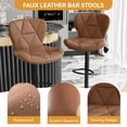 thumbnail image 5 of CQSXDA Adjustable Height Faux Leather Bar Stools Set of 2 Swivel Chairs with Back Design for Kitchen Island Use, Brown, 5 of 14
