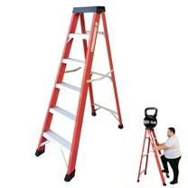 6 Foot Fiberglass Step Ladder with Tool Platform, 500lb Capacity, Type IA, Heavy Duty Folding Ladder with Anti-Slip Pedals  for Home, Warehouse