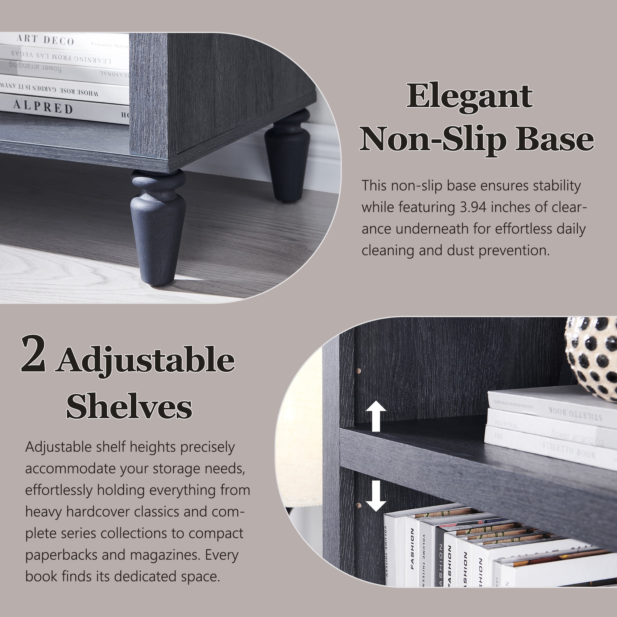 SinCiDo Arched Bathroom Storage Cabinet with Adjustable Shelves, 5-Tier Narrow Bathroom Cabinet for Bathroom, Kitchen, Living Room, Grey