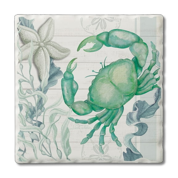 Thirstystone Beach Therapy Crab Single Tumbled Tile Coaster Create Your Own Set