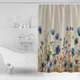 thumbnail image 4 of Small Stall Shower Curtain 48x72 Inch Narrow Half Size Blue Teal Spring Floral Bath Curtains Bathroom Decor Watercolor Botanical Summer Flowers Waterproof Fabric Shower Curtain Set with Hooks 48 Inch, 4 of 6