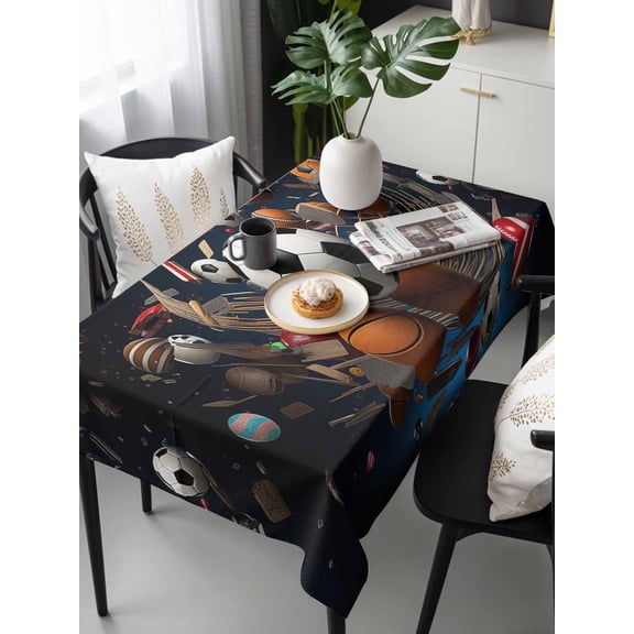 Sports Tablecloth Rectangle Table Cloth 60x120,Waterproof Outdoor Table Cloth Covers Decorative Table Protector,Football Basketball Baseball Ball Games Washable Table Cover for Kitchen Dinning Party