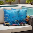 thumbnail image 4 of Blue Turtle Coastal Outdoor Waterproof Pillow Covers, Summer Beach Nautical Ocean Coral Decorative Square Throw Pillowcase Sofa Cushion Sham for Patio/Couch/Chair, 18"x18" 2 Pack, 4 of 8