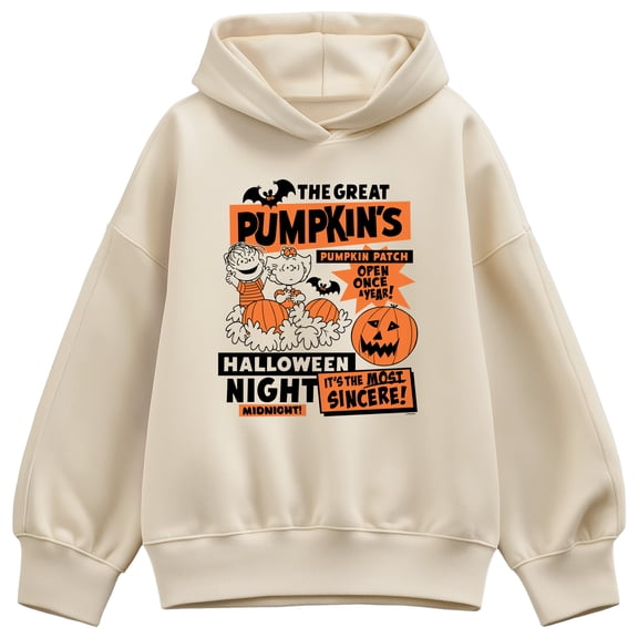 Peanuts - The Great Pumpkin's Pumpkin Patch - Women's Oversized Fleece Hoodie Sweatshirt