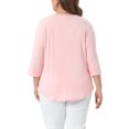 thumbnail image 4 of DARING DIVA Women's Plus 3/4 Sleeve Crochet Lace Detail Blouse Tunic Shirt 2X Pink, 4 of 6