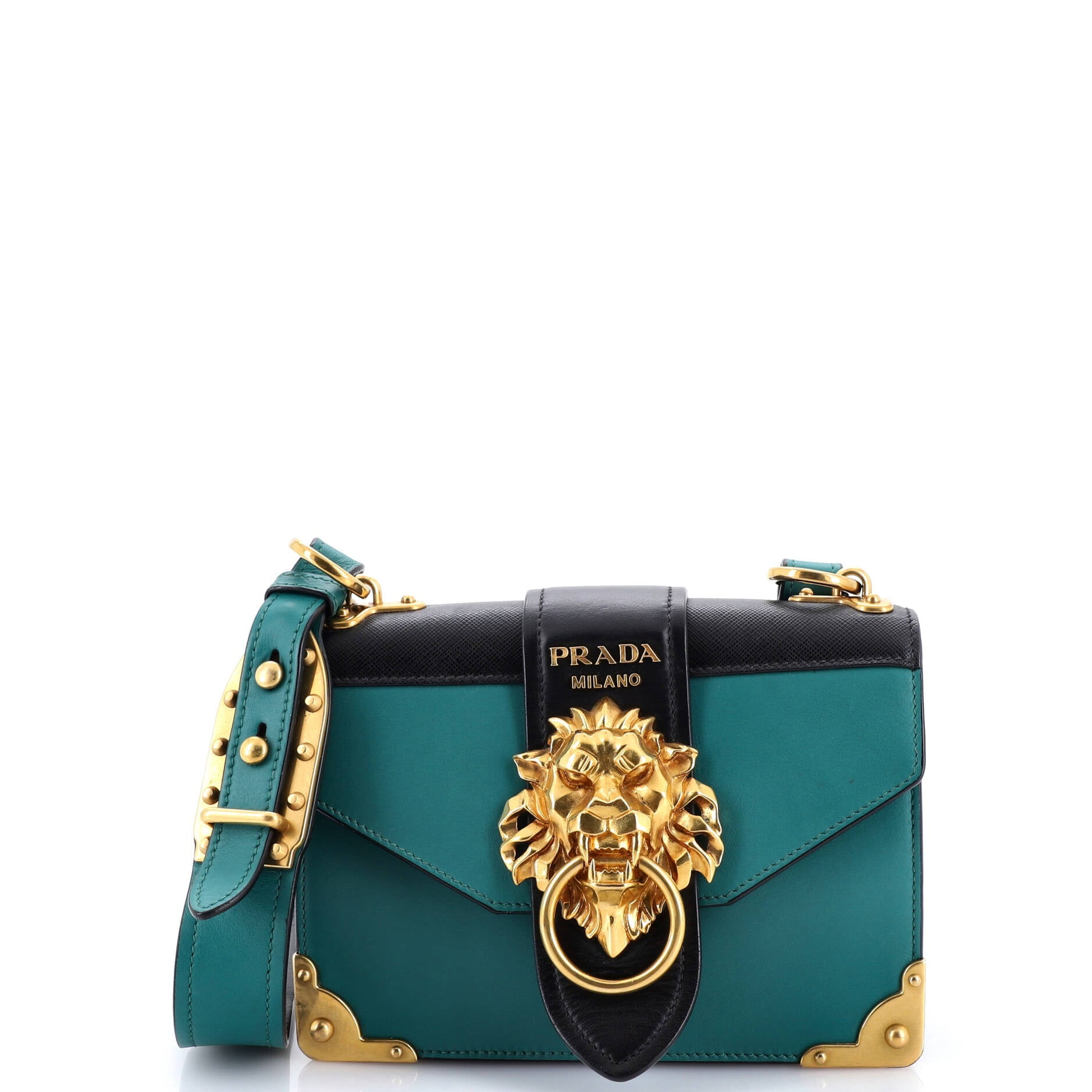 PRADA★ビジネスバッグ ベージュと青　美品　鍵付き Astral Blue Saffiano leather keychain | PRADA - United States