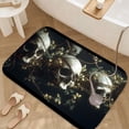 thumbnail image 3 of 1pc Skulls with Vines and Flowers Absorbent Non-Slip Bathroom Thickened Flannel Rug Decor,Soft,Quick Drying,Suitable For Indoor/outdoor Use,Bathrooms,Bedrooms,Kitchens,Terrace,Laundry Rooms,16"x24", 3 of 9