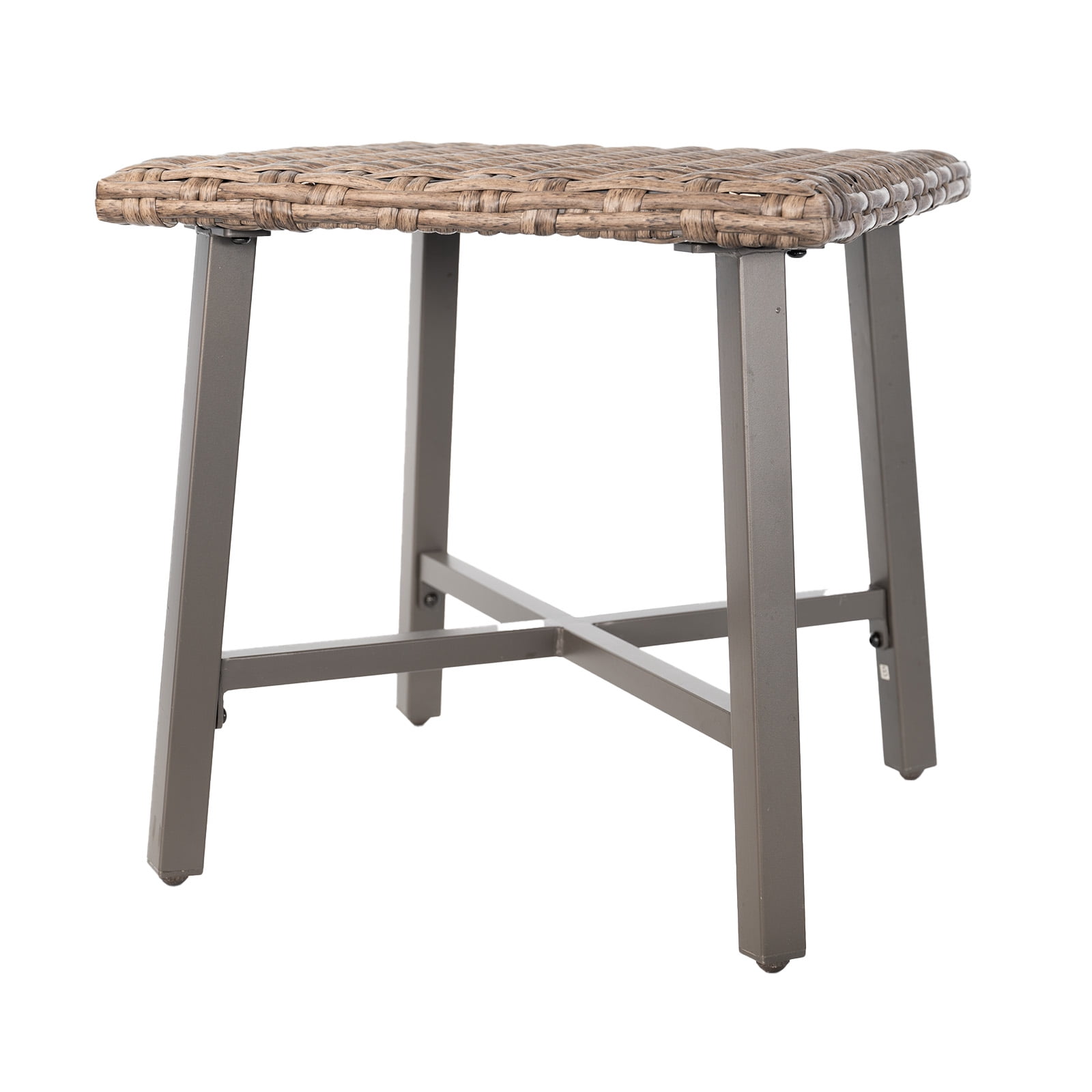 MOLIBYME Patio Wicker Side Table, All-Weather Rattan Side Table End Table for Patio Porch Deck Pool, Brown Tabletop