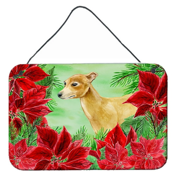 Carolines Treasures CK1346DS812 Italian Greyhound Poinsettas Wall or Door Hanging Prints  8x12 multicolor