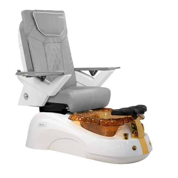 Siena FX Shiatsulogic Pedicure Chair White Gold Stylish Pedicure Tub w/ Discharge Pump & Pipe-Less Magnetic Jet Pedicure Spa, Storm Grey Cover Set