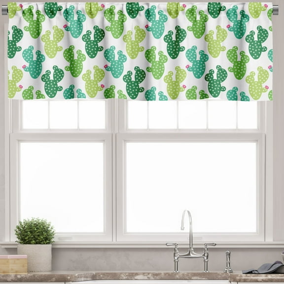 Ambesonne Succulent Valance Pack of 2, Cactus Spikes, 54"X18", Green Dark Seafoam