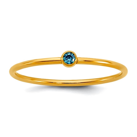 1/20 14k Gold Filled Swiss Blue Cubic Zirconia Bezel 1.0mm Stacking Ring Size 6 Ring for Women