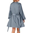 thumbnail image 2 of Women's 3pcs Satin Pajamas Set Cami Top and Shorts Sleepwear PJs Set with Robe,Grey, 2 of 5
