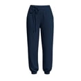 thumbnail image 5 of Women's Cotton Linen Joggers Ihhxva Drawstring Pants with Pockets Casual Elastic Waist Trousers Loose Fit Summer Straight Leg S-2XL, 5 of 6