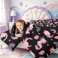 thumbnail image 3 of Manfei Salamander Pattern Full Size Comforter Sets,Watercolor Axolotl Bedding Comforter Set,Black Reversible,3pcs,1 Comforter and 2 Pillowcases, 3 of 7