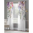 thumbnail image 4 of Wild Flowers Sheer Curtains 96 Inch Length 2 Panels Set Window Treatments, Farmhouse Country Floral Leaf Plant Rod Pocket Semi Curtains for Living Room/Bedroom/Kitchen Décor, 104"W x 96"L, 4 of 7