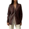 thumbnail image 5 of Womens Soft Sweater Cardigans Button Up Long Sleeve V Neck Knit Sweaters Solid Color Comfy Casual Fall Outerwear (Free Size, Coffee), 5 of 7