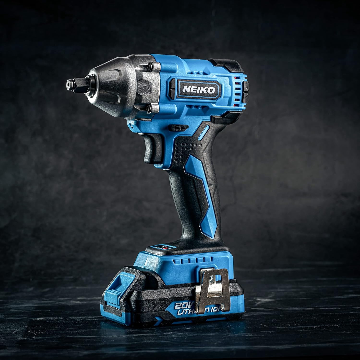 Neiko 10880A 3/8-Inch-Drive Brushless Cordless Impact Wrench, 20-Volt Compact Impact Wrench with Lithium-Ion Charging Battery, Includes Fast Charger, 3/8 Impact Gun, 3/8 Impact Wrench, Impact Driver