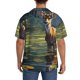 thumbnail image 3 of Fotbe Peaceful Deer Lily Pond Camisa Estampada de Manga Corta para Hombre, Casual de Verano, Estilo Playero, Sin Arrugas-Medium, 3 of 5