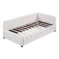 thumbnail image 4 of Bellemave Full Size Daybed with Trundle, Linen Upholstered Daybed with Twin Trundle, Full Size Sofa Bed Frame for Bedroom Guest Room Living Room（Beige), 4 of 8